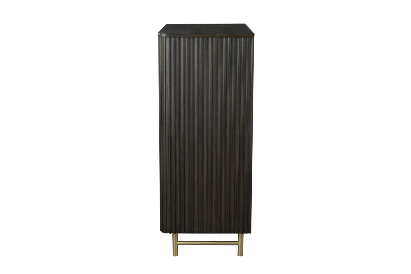 Clayten Chest Espresso accent chest with vertical fluted panels and gold base on Tampa Home & Garden Store
