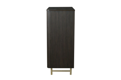 Clayten Chest Espresso accent chest with vertical fluted panels and gold base on Tampa Home & Garden Store