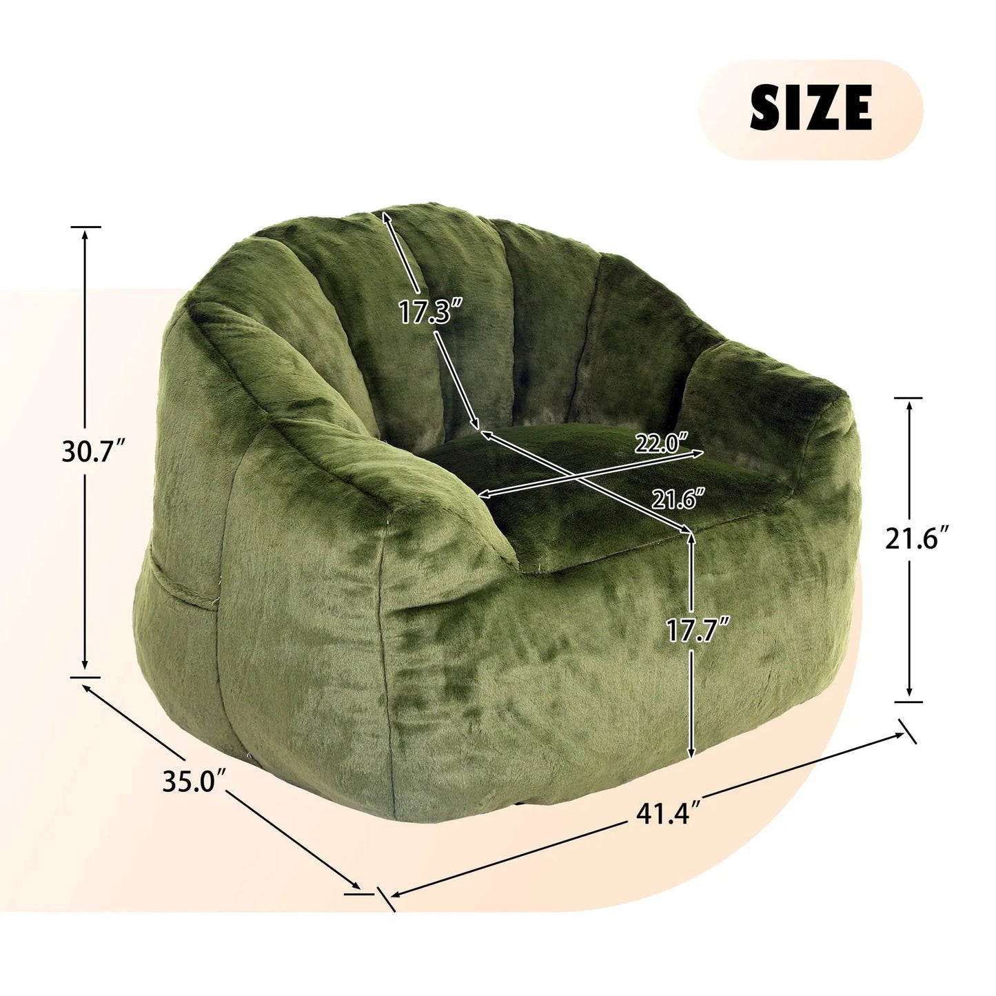 Beanbag Chair with Armrests High Density Foam