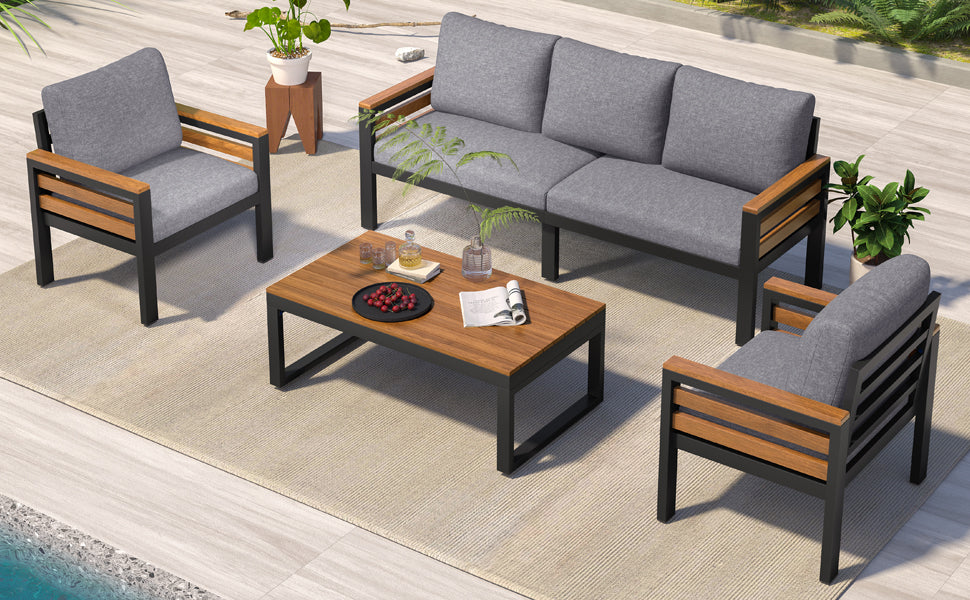 4 Piece Outdoor Conversation Sofa Set for Five