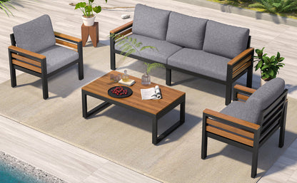 4 Piece Outdoor Conversation Sofa Set for Five