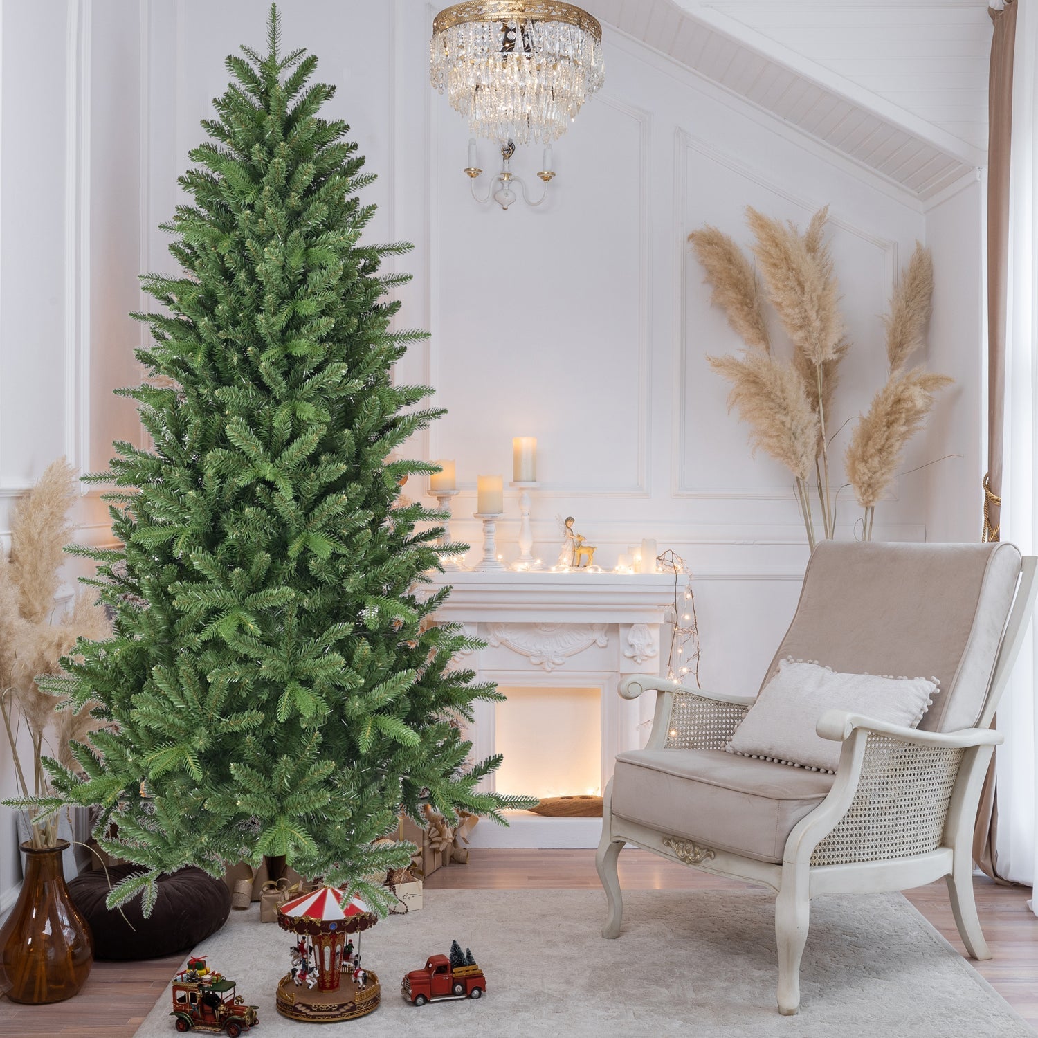 6ft artificial Christmas tree with 1168 branch tips, lush green fir needles, HouseOfZazla on Tampa Home & Garden Store