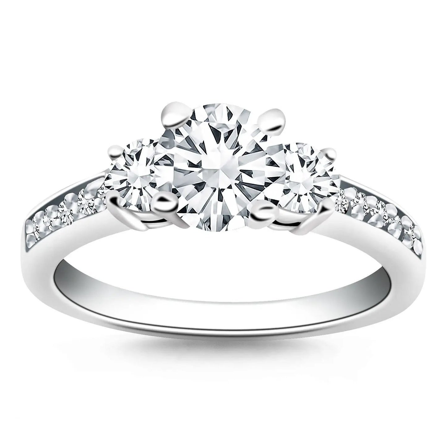 Rings 14k white gold three stone engagement ring with diamond band Bids.com on Tampa Home & Garden Store