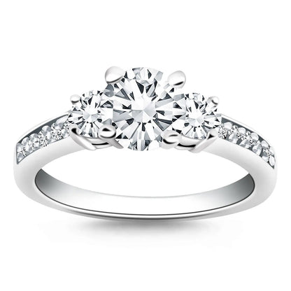 Rings 14k white gold three stone engagement ring with diamond band Bids.com on Tampa Home & Garden Store