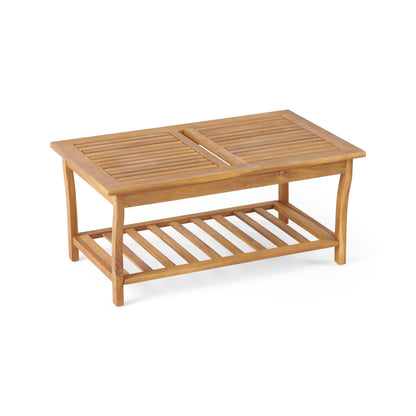 Caydon 2 Club Chairs + Table outdoor wooden coffee table with slatted top and lower shelf on Tampa Home & Garden Store
