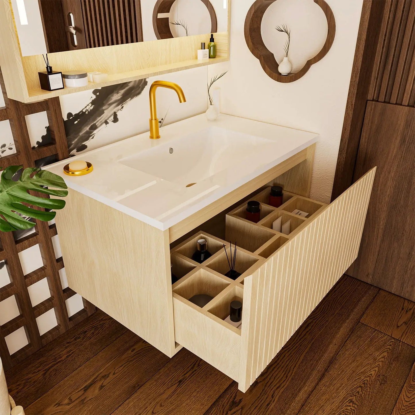 Wall Mounted Floating Bathroom Vanity With Sink