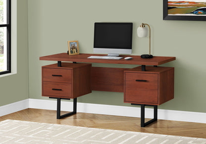 HouseOfZazla computer desk with storage drawers, warm wood finish and black legs on Tampa Home & Garden Store