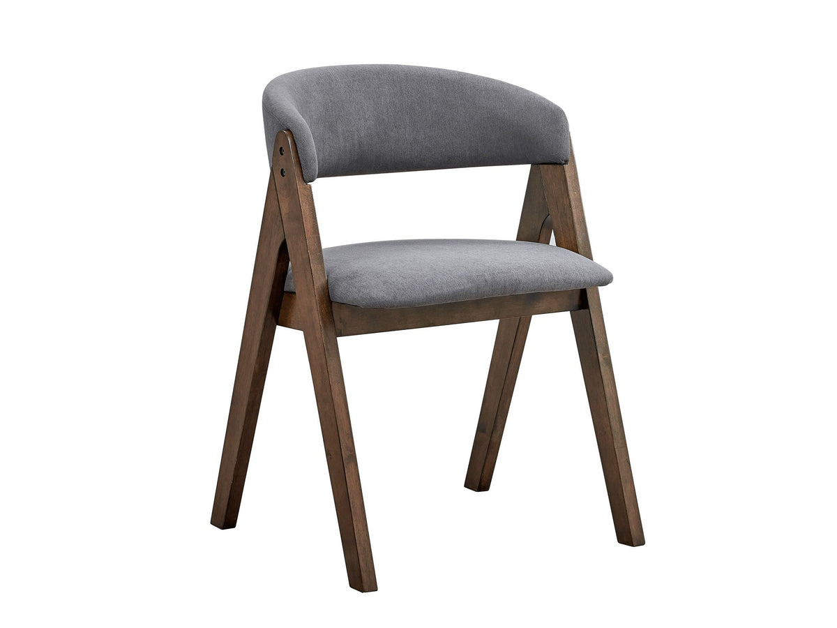 Side chair with gray upholstery, curved back and wooden legs, modern dining chair set on Tampa Home & Garden Store