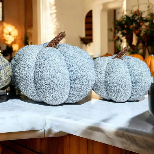 Blair Pumpkin throw pillows gray textured boucle fabric Gia Roma set of 2 on Tampa Home & Garden Store