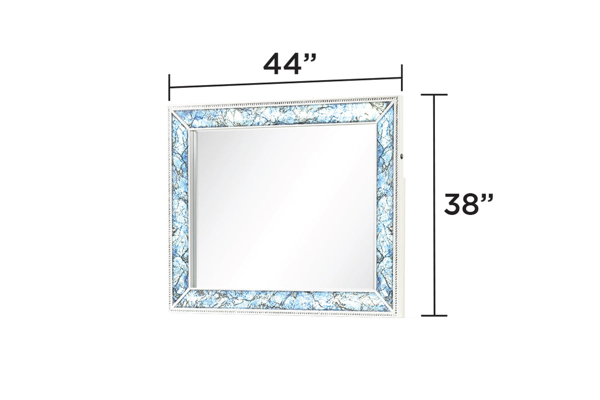 Laguna modern style bedroom mirror with blue marble frame by HouseOfZazla on Tampa Home & Garden Store