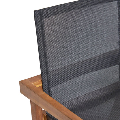 Belfast dining chair with dark gray mesh seating and acacia wood frame for outdoor use on Tampa Home & Garden Store