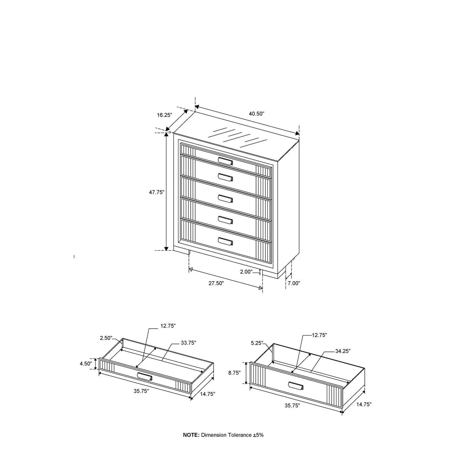 Isaiah Upholstered Chest and LED Lighting