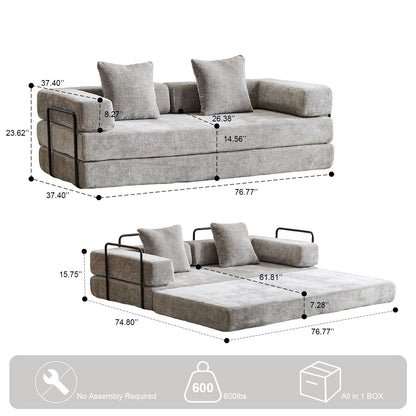 Compact Floor Sofa Bed With A Pillow And Frame