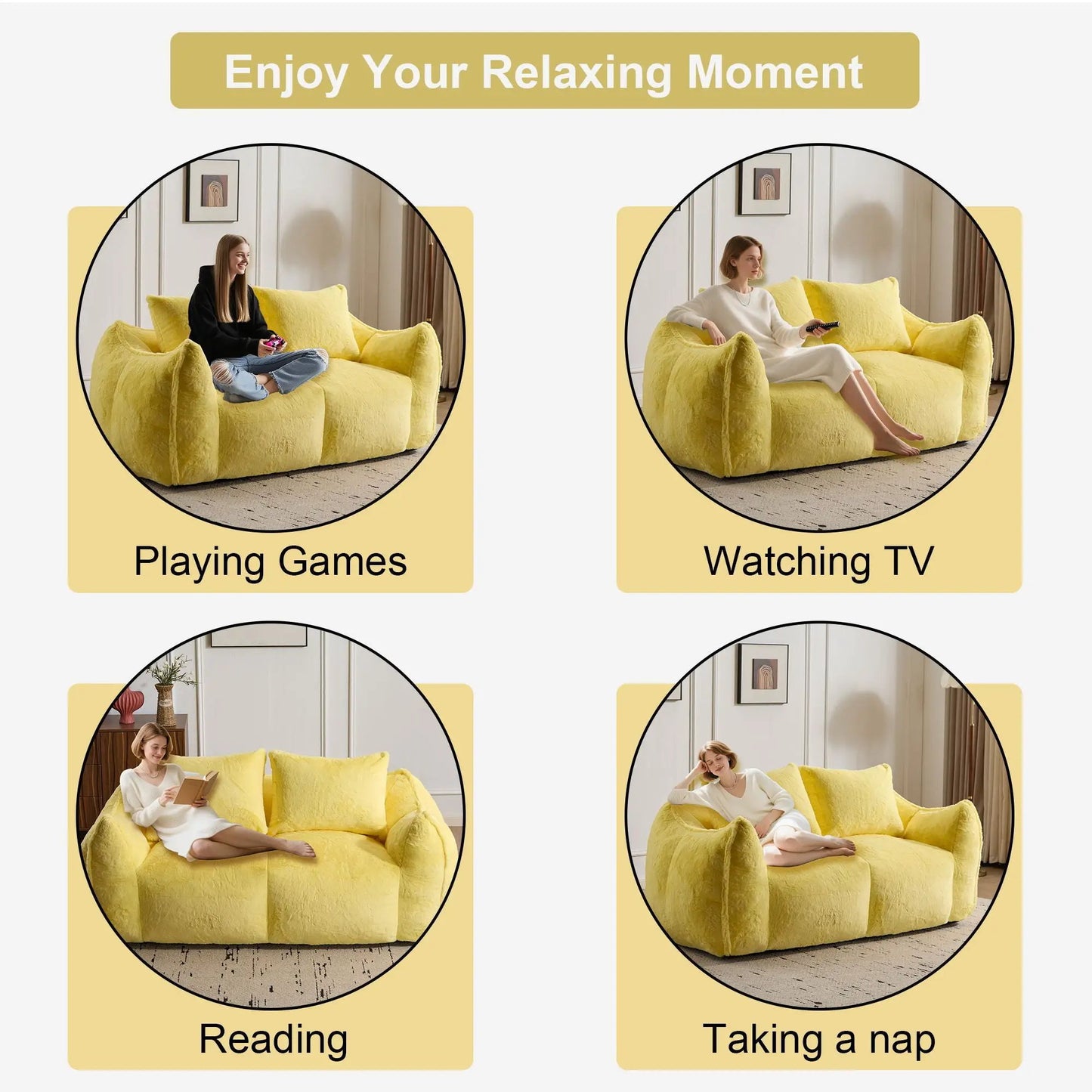 Giant Bean Bag Couch and Fluffy Loveseat
