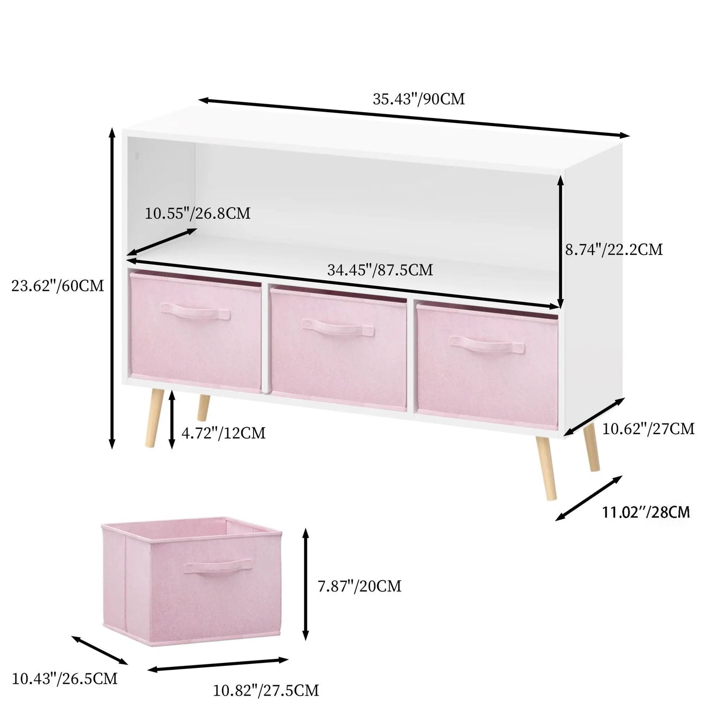 Bookcase with Collapsible Drawers Book Display