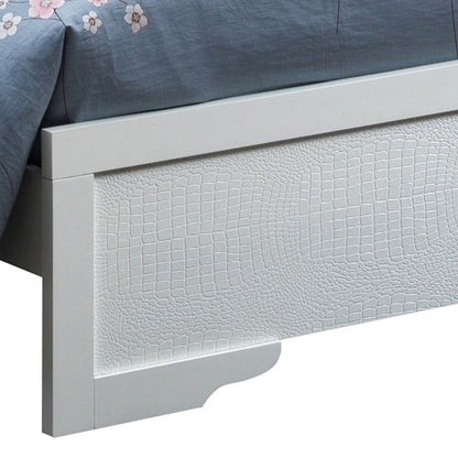 LED Elegant Bed white upholstered bed frame with crocodile-textured panel on Tampa Home & Garden Store