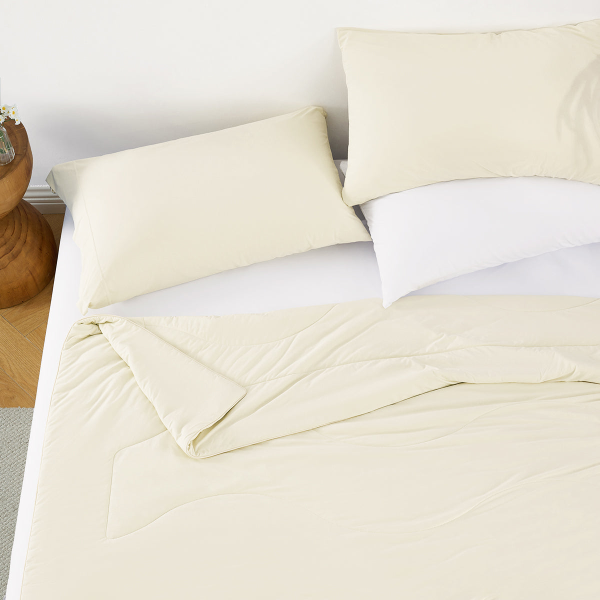 1-Piece 60x90 Cooling DA Comforter by HouseOfZazla on bed with cream pillows on Tampa Home & Garden Store
