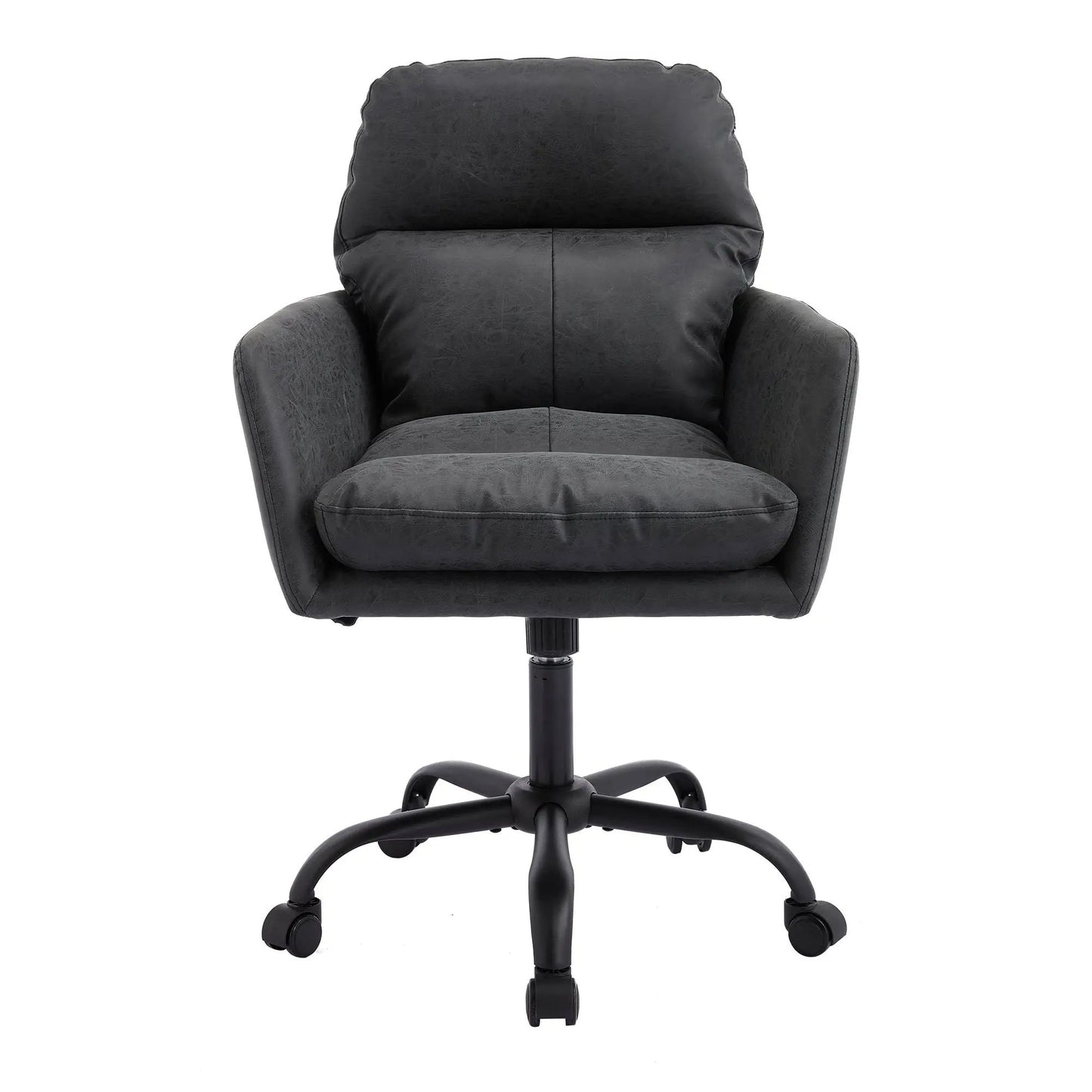 Office chair with adjustable height, black leather upholstery, swivel base on Tampa Home & Garden Store