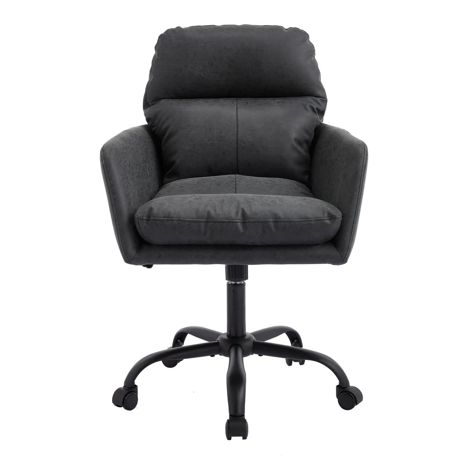 Office chair with adjustable height, black leather upholstery, swivel base on Tampa Home & Garden Store