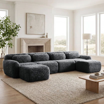 Plush U Shaped Boneless Sofa For a Quiet Retreat