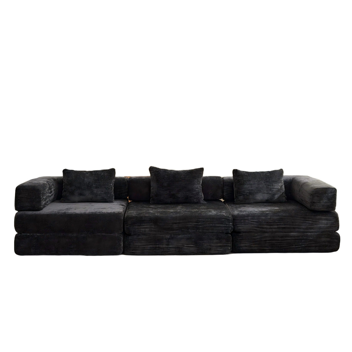 HouseOfZazla convertible floor sofa bed futon sectional in black with plush cushions on Tampa Home & Garden Store