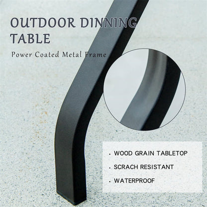 Outdoor Patio Bar Table with Wood Grain Top
