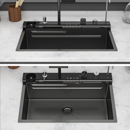 Single Bowl Kitchen Sink And The Smart Led Faucet