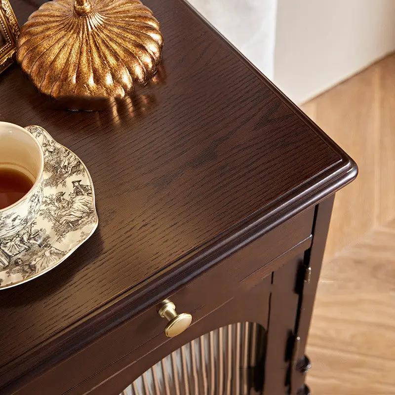 American-style solid wood bedside table with storage, dark wood finish, brass knob FLIPSTYLEZLLC on Tampa Home & Garden Store