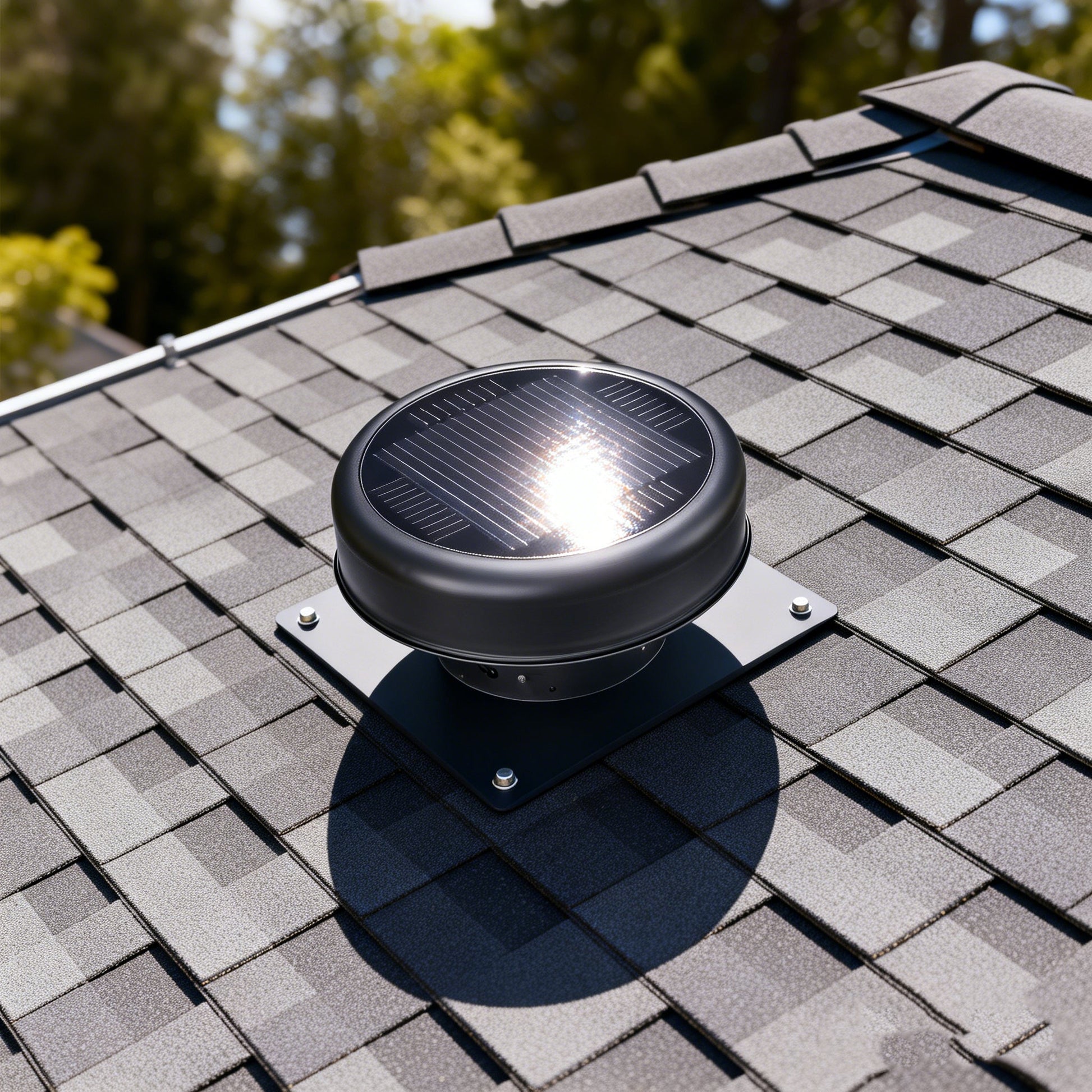 12-inch flush-mount round solar roof vent fan by HouseOfZazla; 30W dual-power on Tampa Home & Garden Store