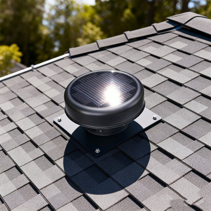 12-inch flush-mount round solar roof vent fan by HouseOfZazla; 30W dual-power on Tampa Home & Garden Store