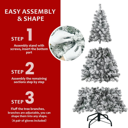 4ft Flocked Christmas Tree with 233 Tips by HouseOfZazla, metal stand, three tree views on Tampa Home & Garden Store
