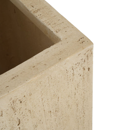Modern Outdoor Planter beige stone-textured surface close-up corner view on Tampa Home & Garden Store