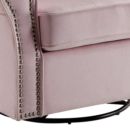 Tamaki Glider Chair with Swivel Pink Upholstery