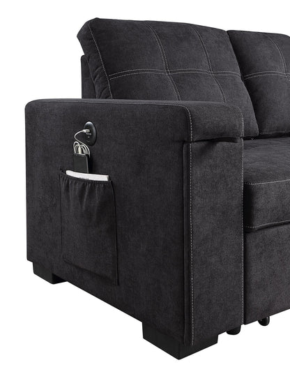 Toby woven fabric sleeper sectional sofa with USB charging port and storage pocket on Tampa Home & Garden Store