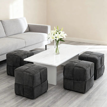 Modern Ottoman Foot Rest with Woven Design