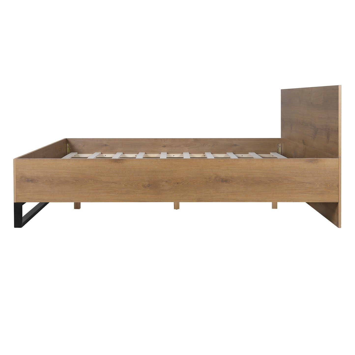 Modern Black and Engineered Wood King Bed Frame