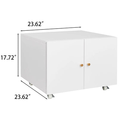 Printer stand with 2-door steel cabinet on caster wheels, white, Unique Piece Furniture on Tampa Home & Garden Store