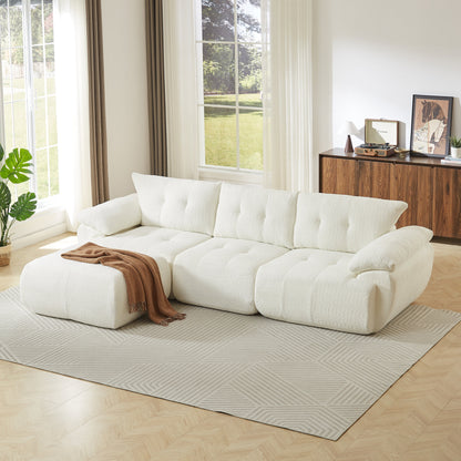 115'' Large Modern 3-Seater Sofa by HouseOfZazla in white textured fabric on Tampa Home & Garden Store