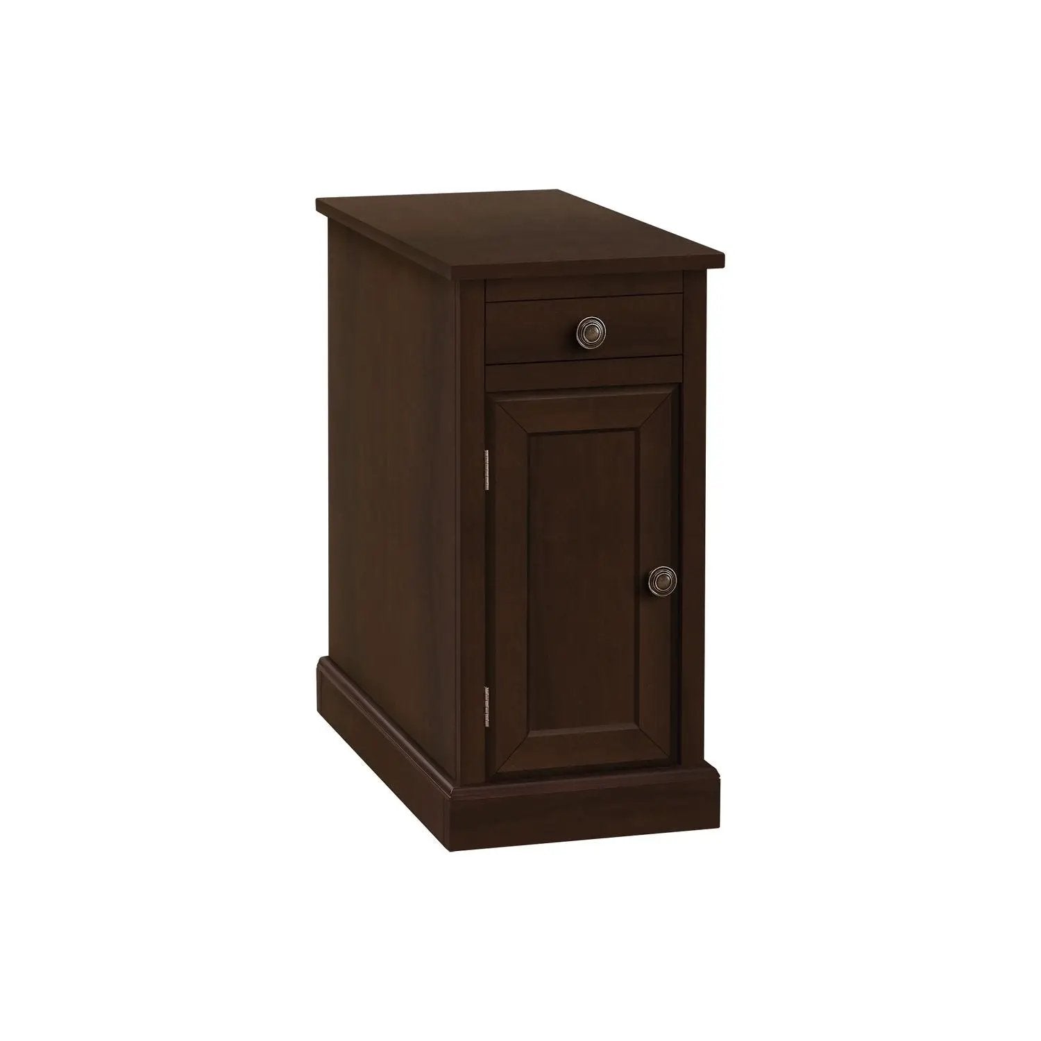 Accent End Table espresso finish with a storage drawer and cabinet on Tampa Home & Garden Store