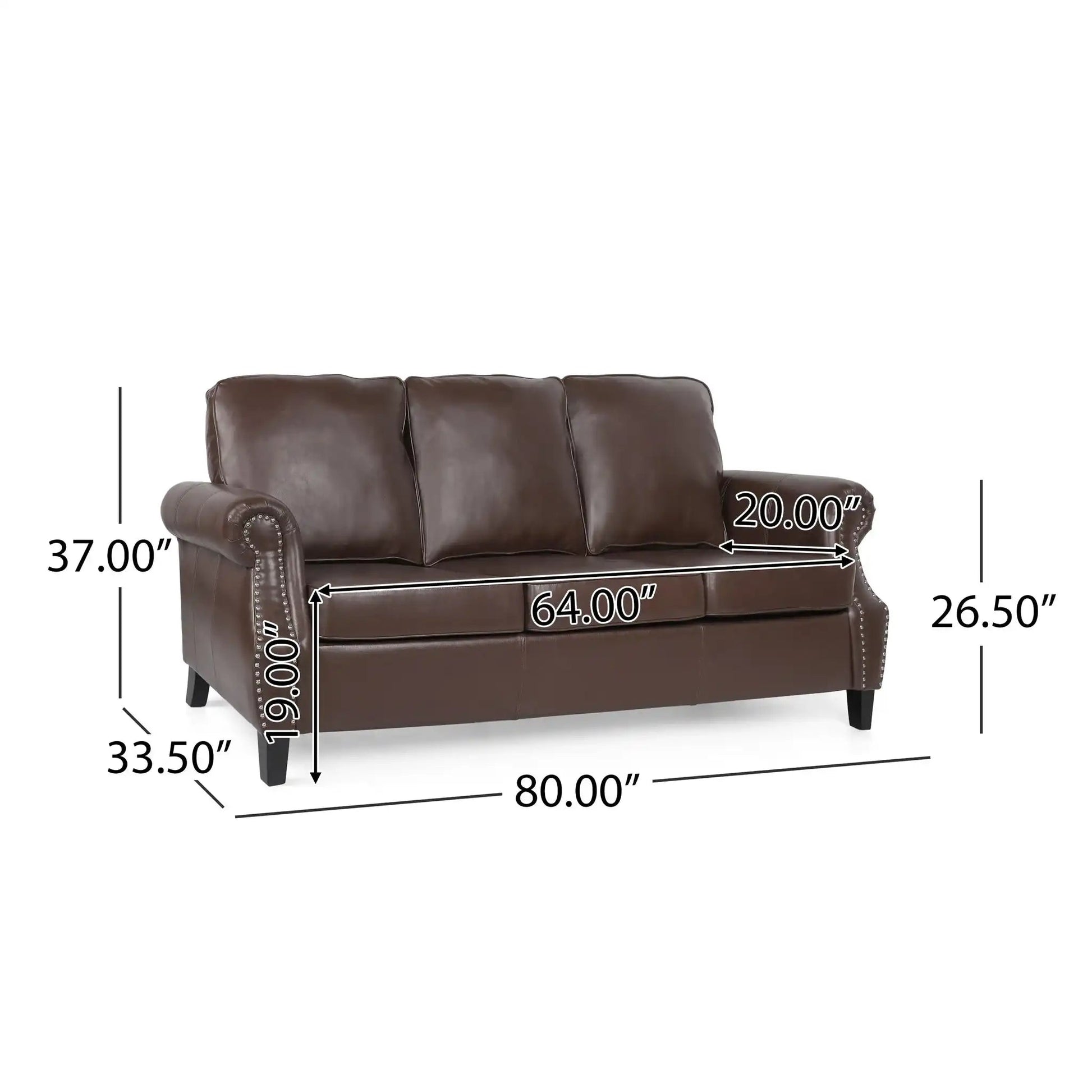 Contemporary 3 Seater Sofa With Nailhead Trim in brown leather by HouseOfZazla on Tampa Home & Garden Store