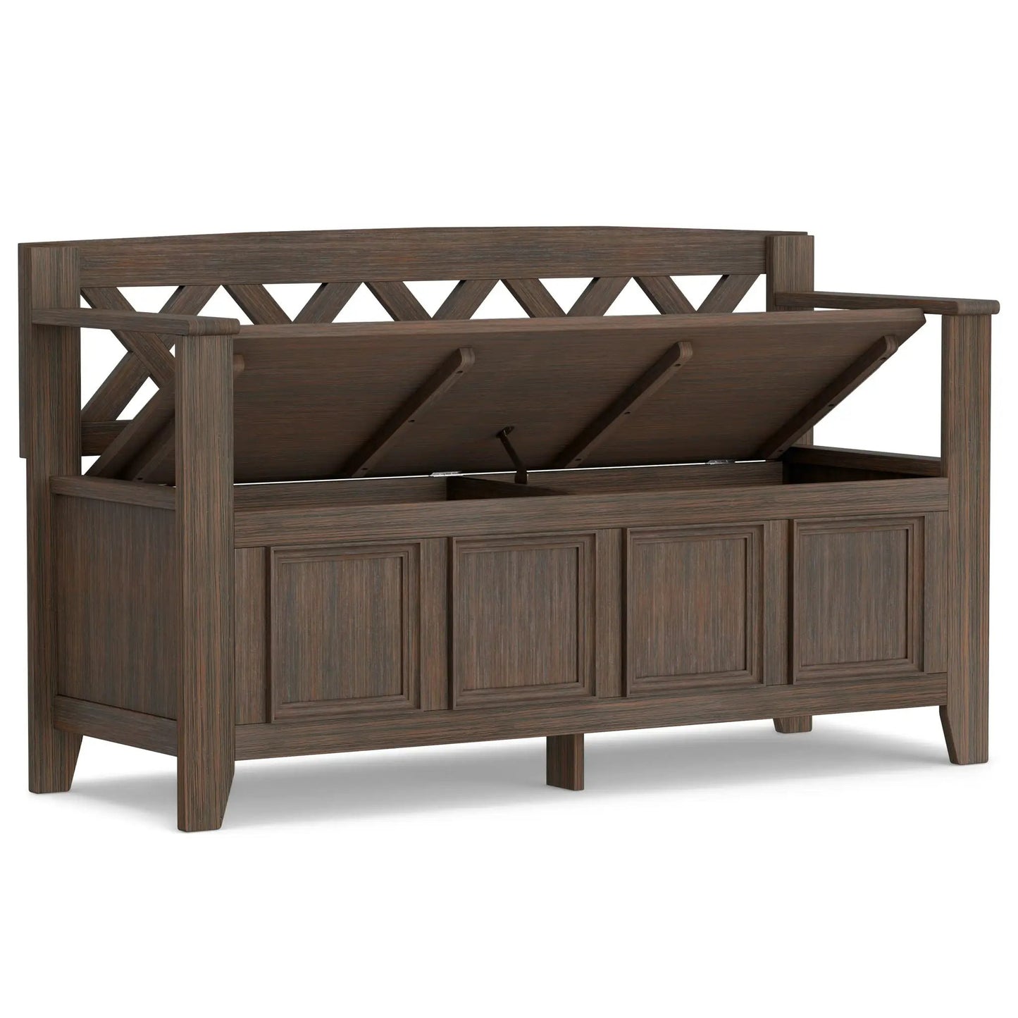 Amherst Handcrafted Entryway Storage Bench wood with lattice back Unique Piece Furniture on Tampa Home & Garden Store