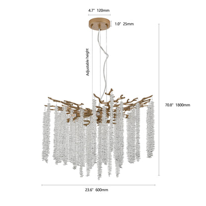 24-inch modern golden pendant chandelier with cascading crystal strands HouseOfZazla on Tampa Home & Garden Store