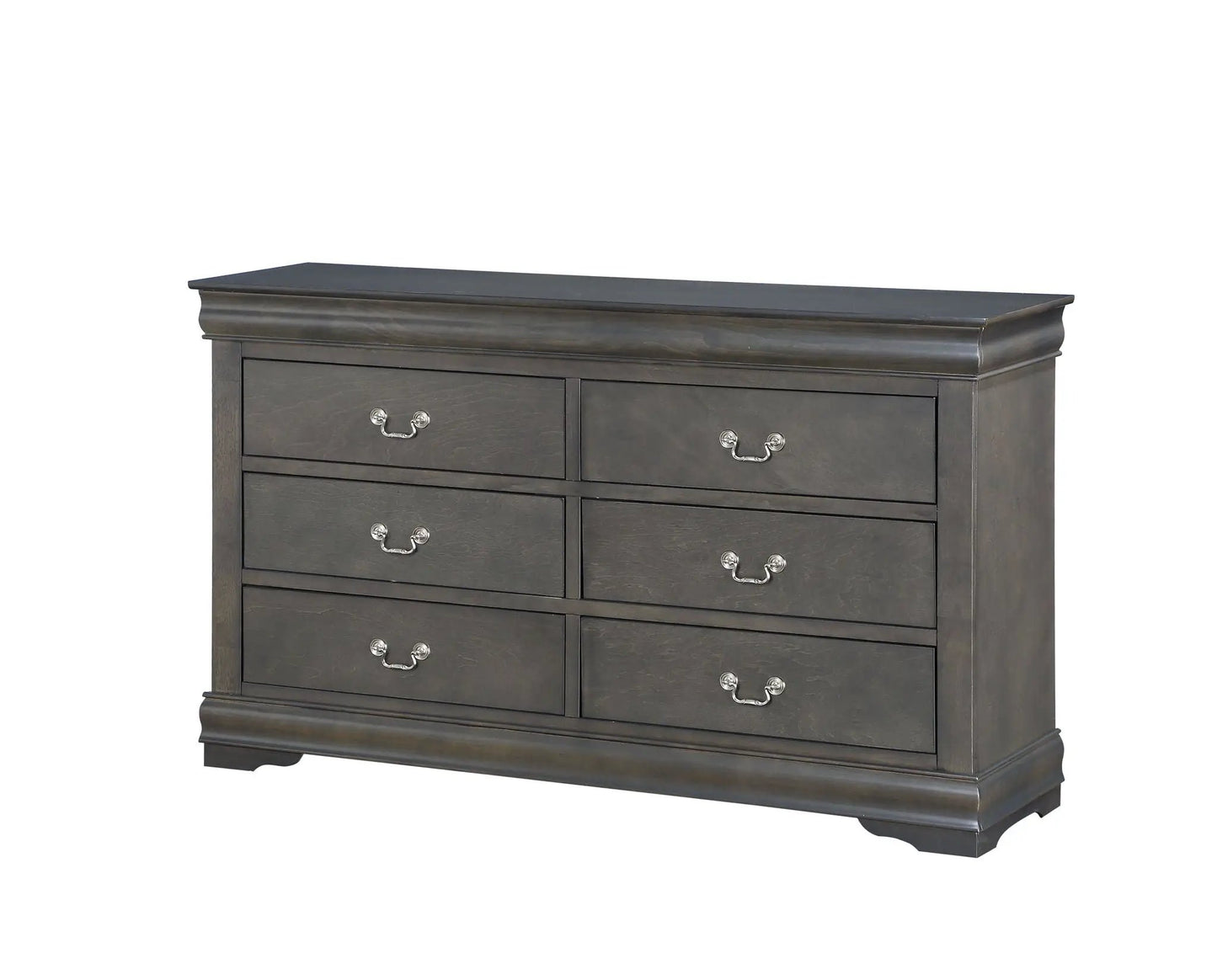 Louis Philippe dresser by Unique Piece Furniture, dark wood with polished silver handles on Tampa Home & Garden Store