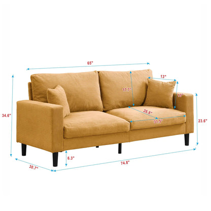 3-seat sofa corduroy tan with black legs Unique Piece Furniture on Tampa Home & Garden Store
