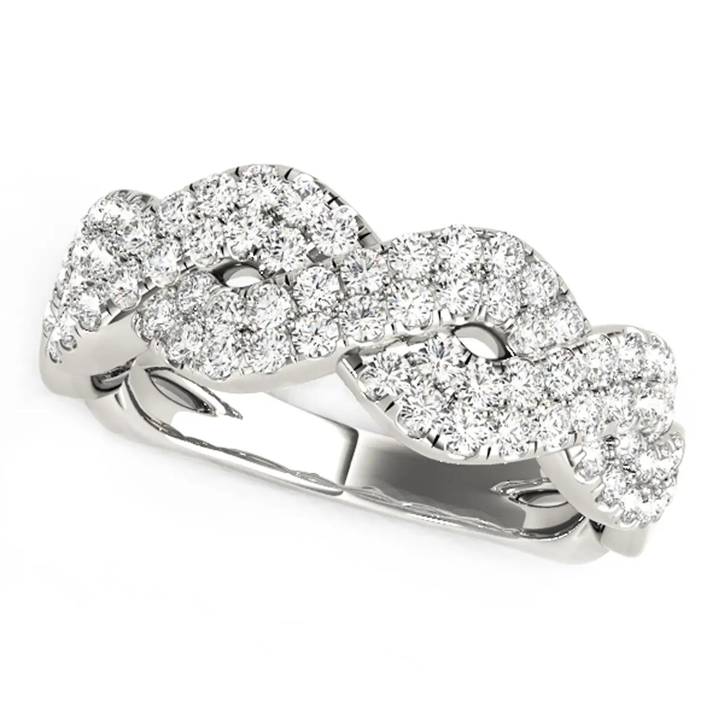 Diamond studded interlocking waves ring, 14k white gold, 5/8 cttw, Bids.com on Tampa Home & Garden Store