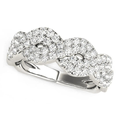 Diamond studded interlocking waves ring, 14k white gold, 5/8 cttw, Bids.com on Tampa Home & Garden Store