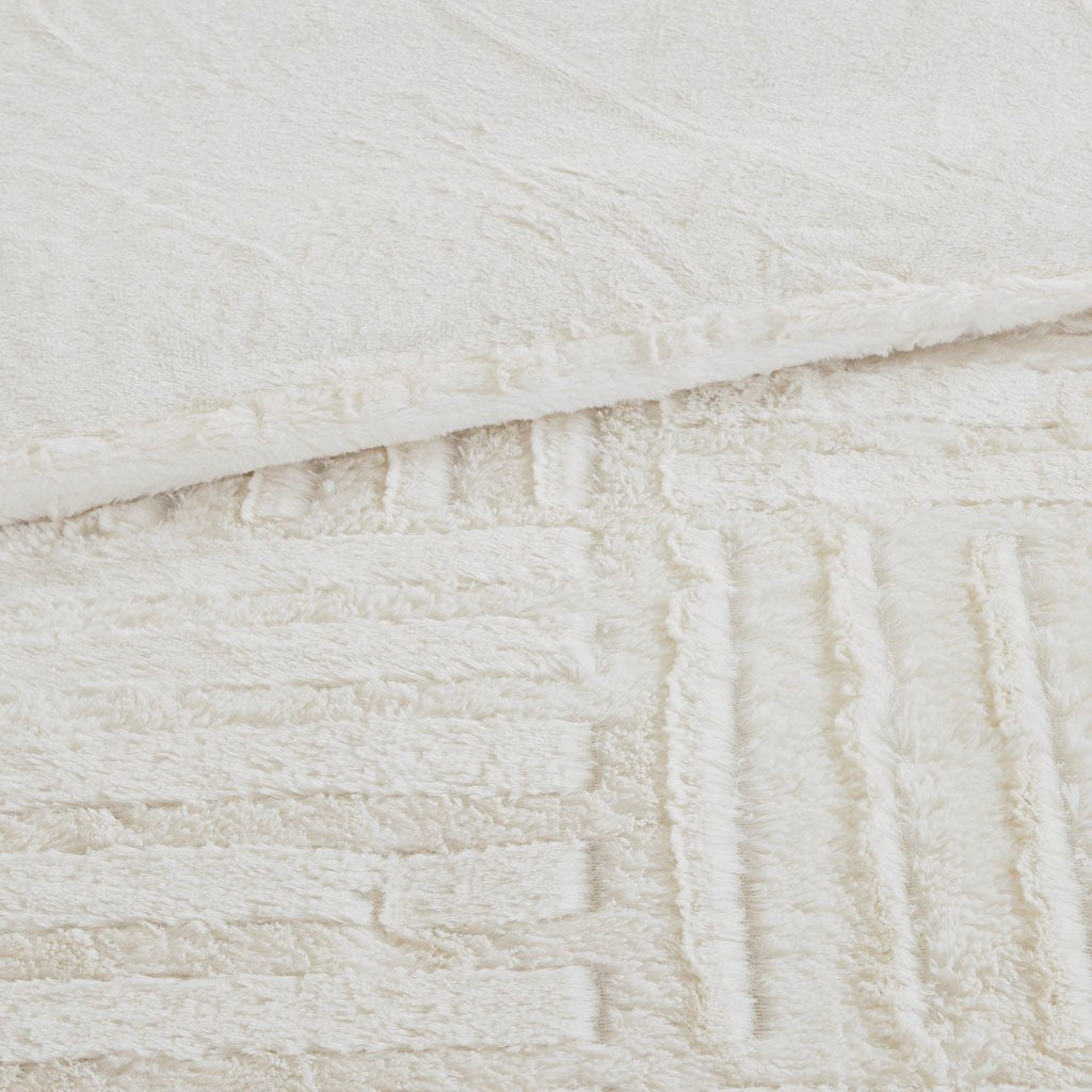 Full/Queen Fur Down Alternative Comforter Mini Set ivory plush faux fur on Tampa Home & Garden Store