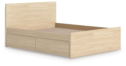 Onita panel platform bed with under-bed storage drawers in light oak on Tampa Home & Garden Store