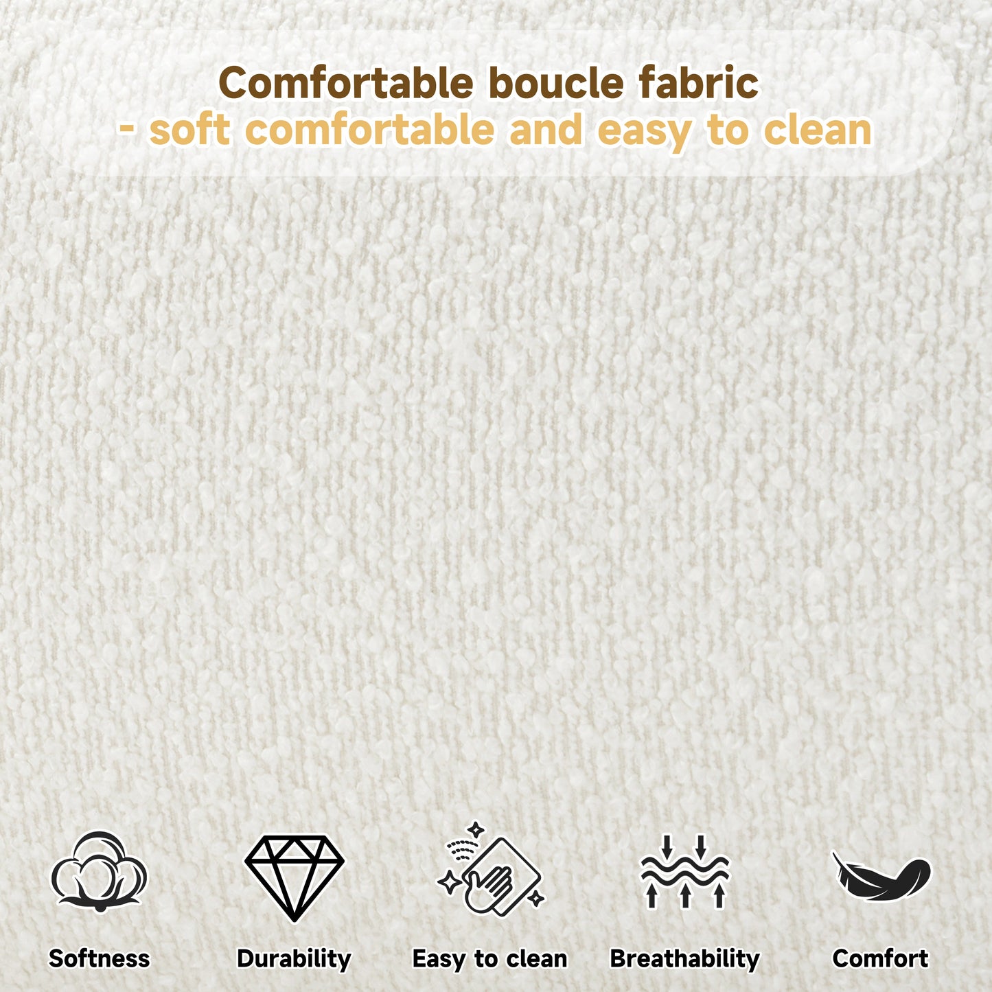 Cream boucle fabric upholstered bed banner, queen size, simple modern design by HouseOfZazla on Tampa Home & Garden Store