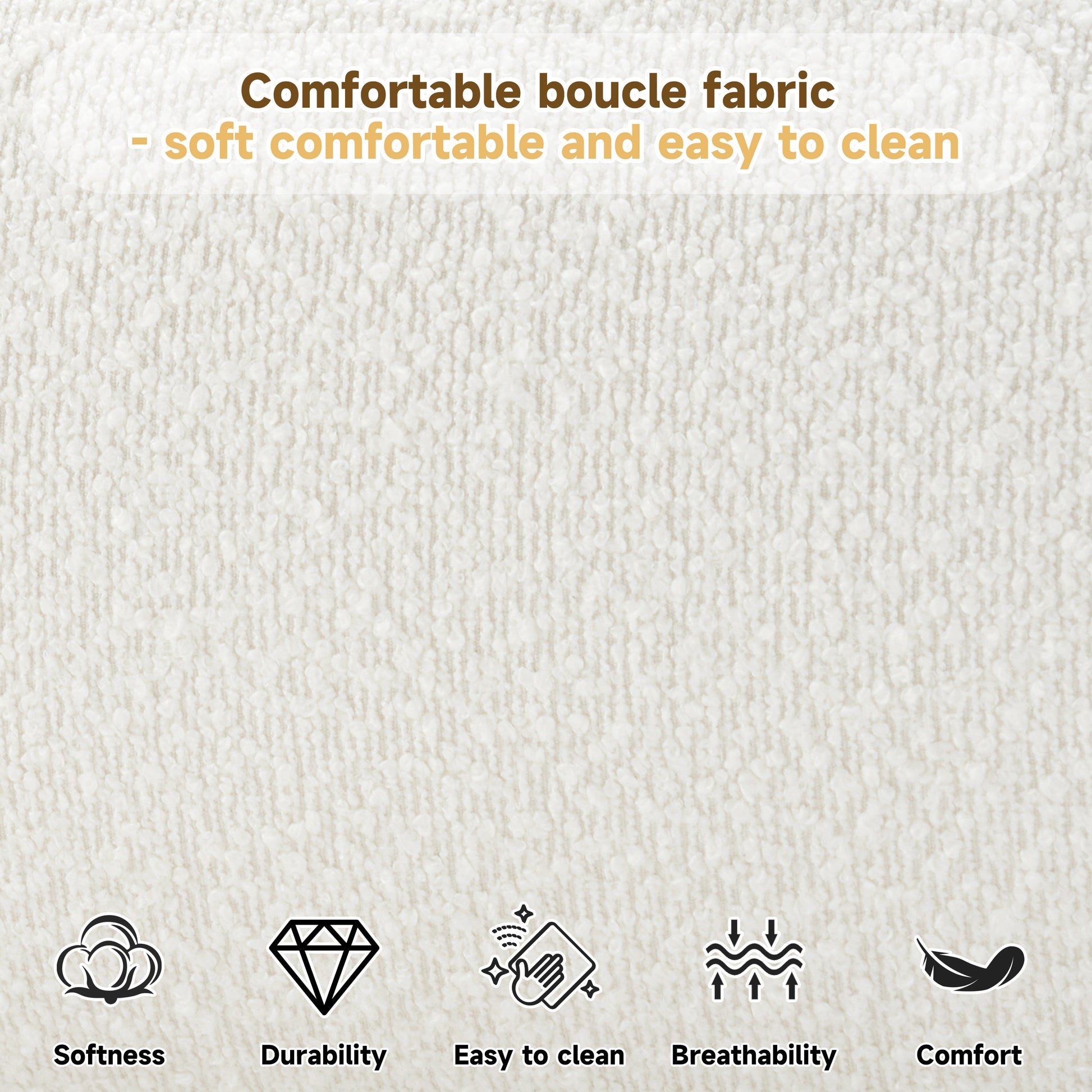Cream boucle fabric upholstered bed banner, queen size, simple modern design by HouseOfZazla on Tampa Home & Garden Store